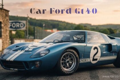 Classic blue Car Ford GT40 Mk II race car number 2 with white stripes on a race track
