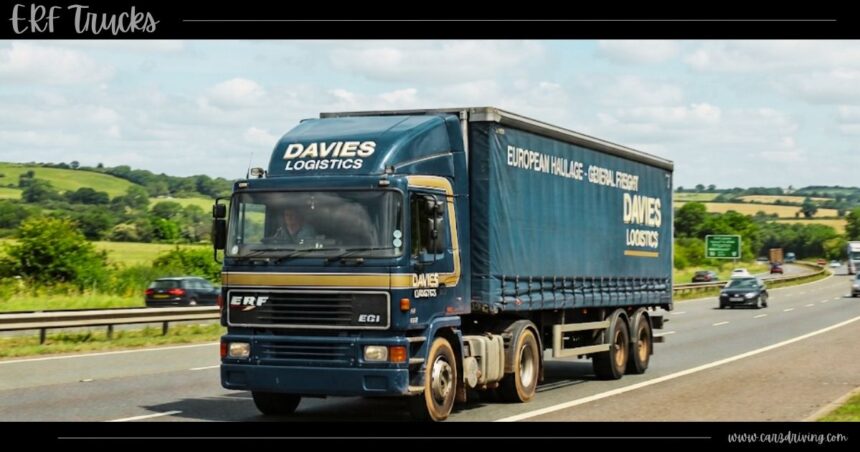 An ERF trucks vehicle from Davies Logistics on a UK motorway.