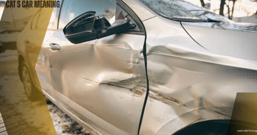 Close-up of a silver car showing severe structural and panel damage to the side doors and wing mirror, illustrating a Category S (Cat S) insurance write-off. explaining cat s car meaning
