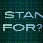 Dark background with digital green binary code featuring bold text asking "IT STAND FOR?"